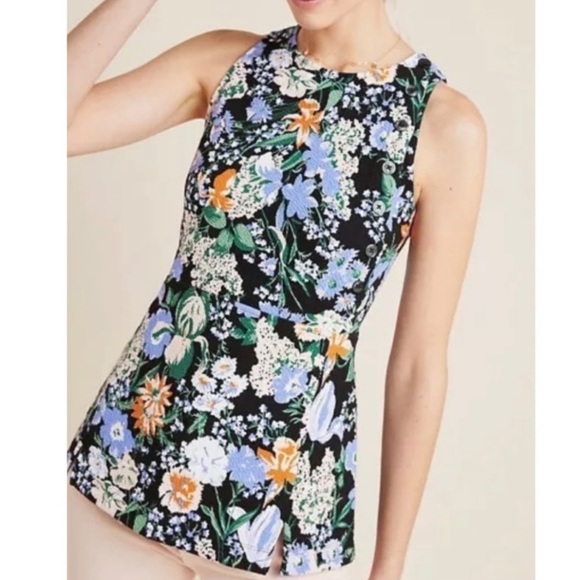 Anthropologie Maeve Brenner Floral Peplum Top Small - Picture 2 of 10